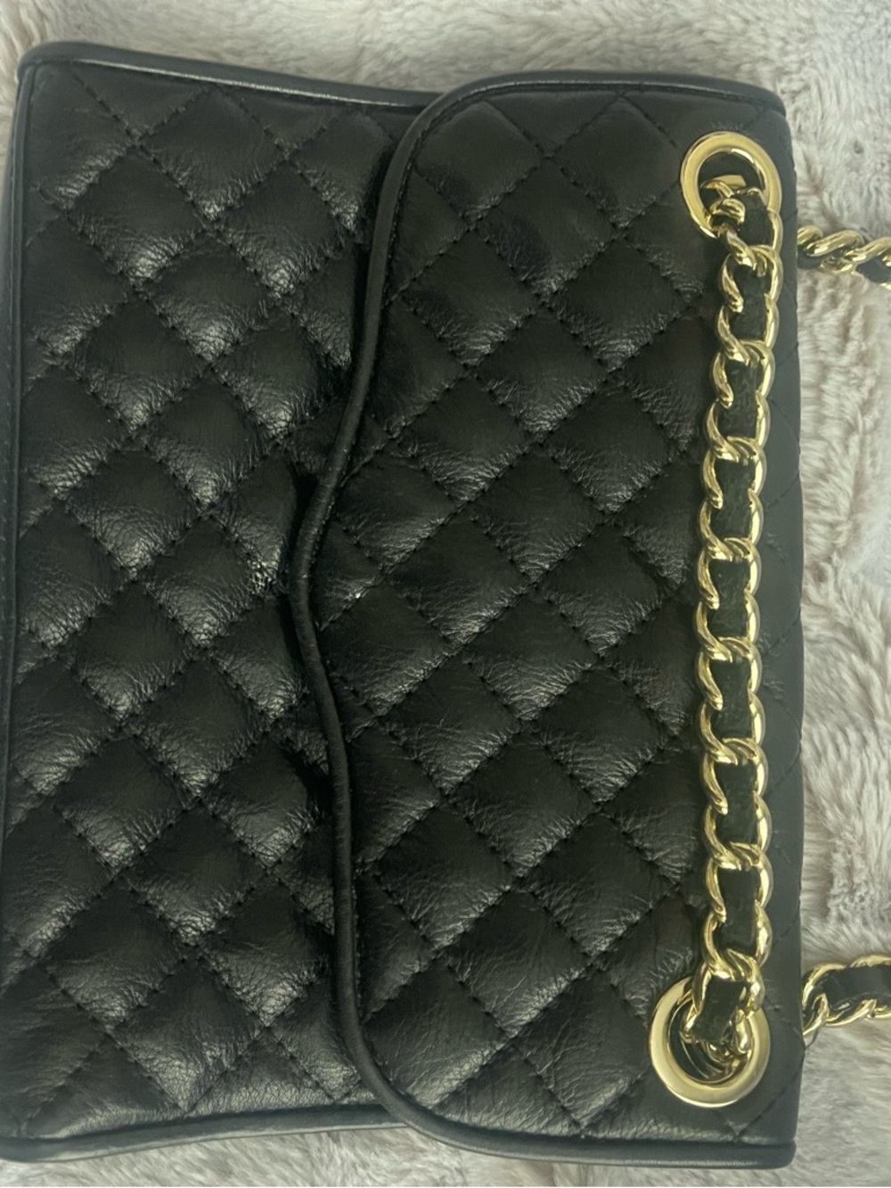 Black Quilted Chain-Handle Women’s Shoulder Bag